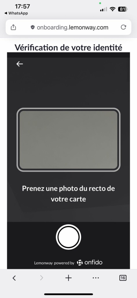 Capture du document d'identité