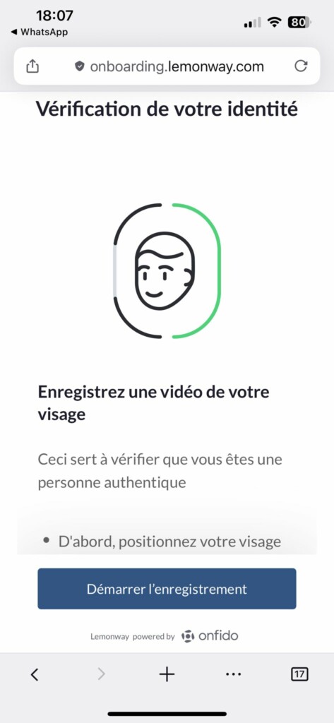 Vérification du visage - cadrage