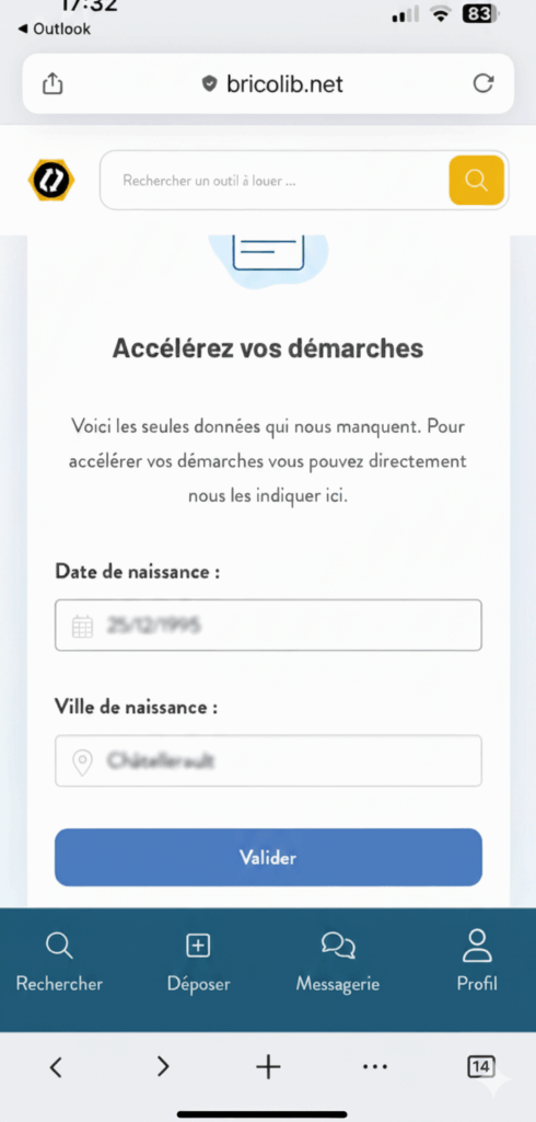 Saisie de la date de naissance
