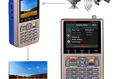 Location Gt media v8 satellite finder mètre tv dvb-s / s2 / s2x détecteur de signal matériel h.264 détecteur satellite, hd 1080p 3.5″lcd batterie intégré à Aulnoye-Aymeries