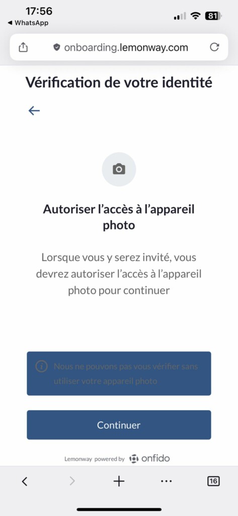 Autoriser la caméra - étape 1
